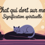 Mon chat dort sur moi signification spirituelle, illustration stylisée