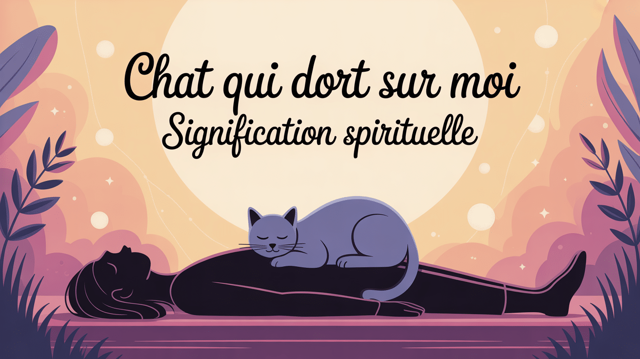 Mon chat dort sur moi signification spirituelle, illustration stylisée