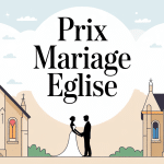 prix eglise mariage illustration couple devant eglise