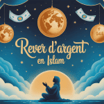 Illustration reve d'argent islam ciel etoile et or