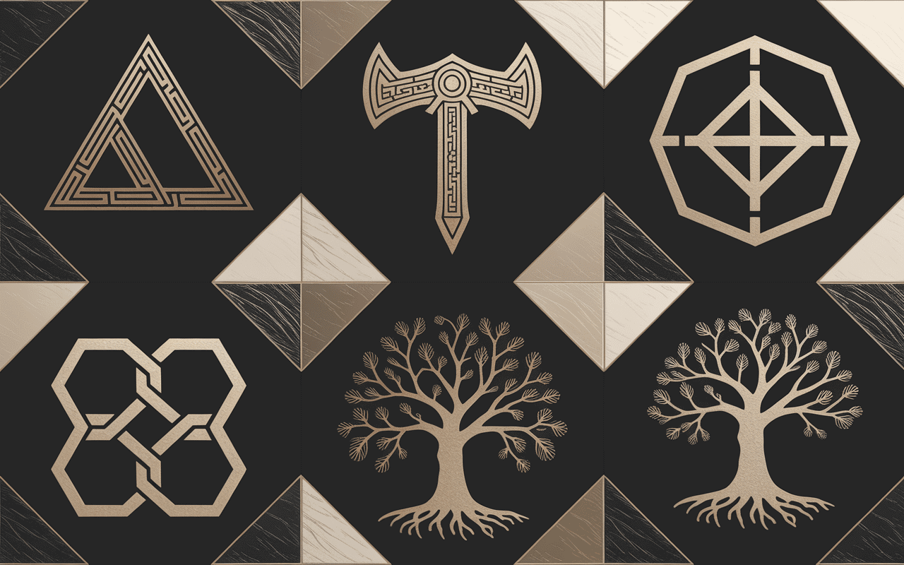 signe viking valknut mjolnir vegvisir yggdrasil cercle