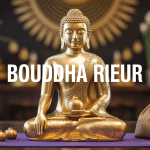 signification du bouddha rieur statue dorée ambiance zen