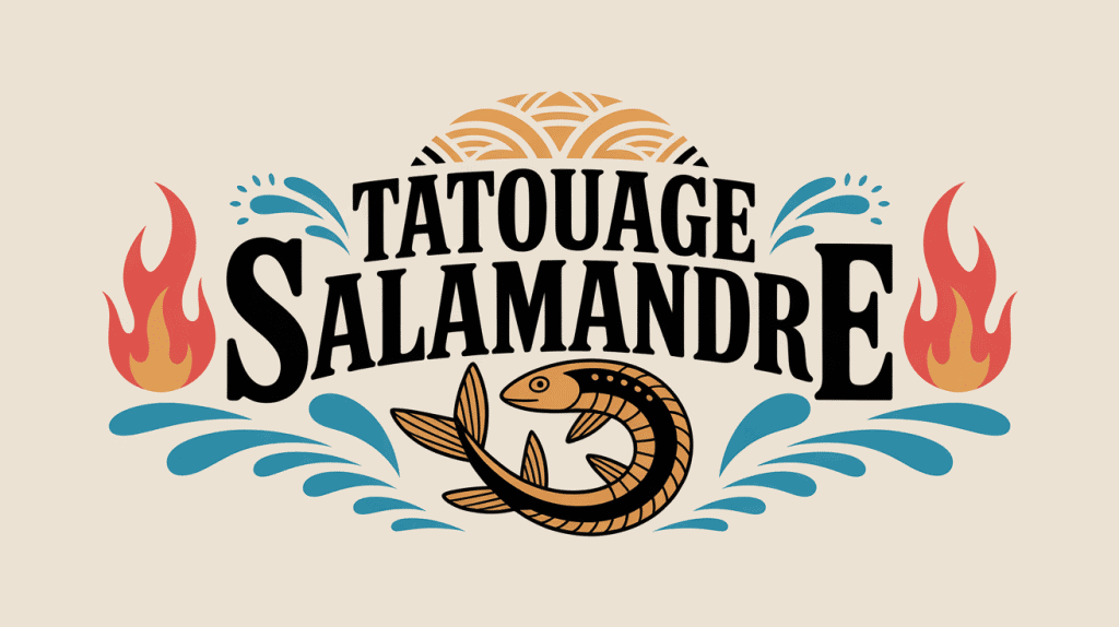 Signification tatouage salamandre stylisée feu eau moderne