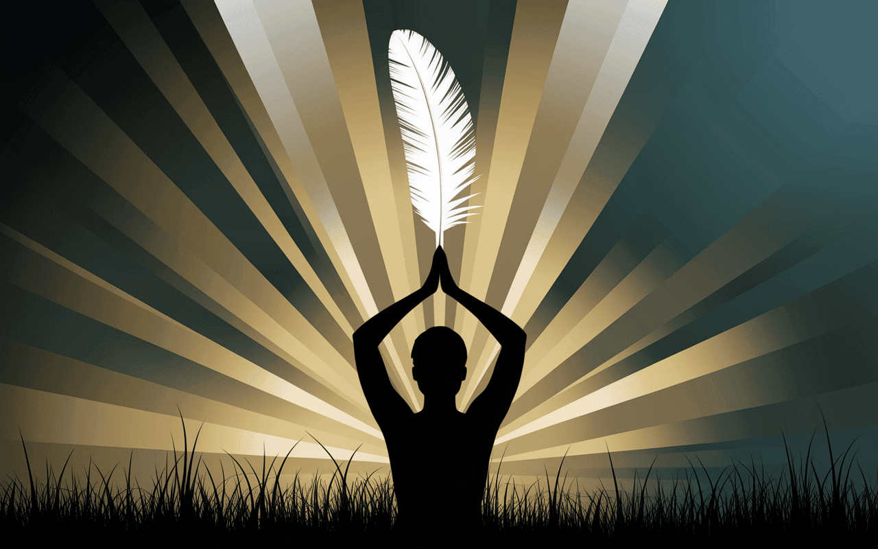 Trouver plume blanche message spirituel main