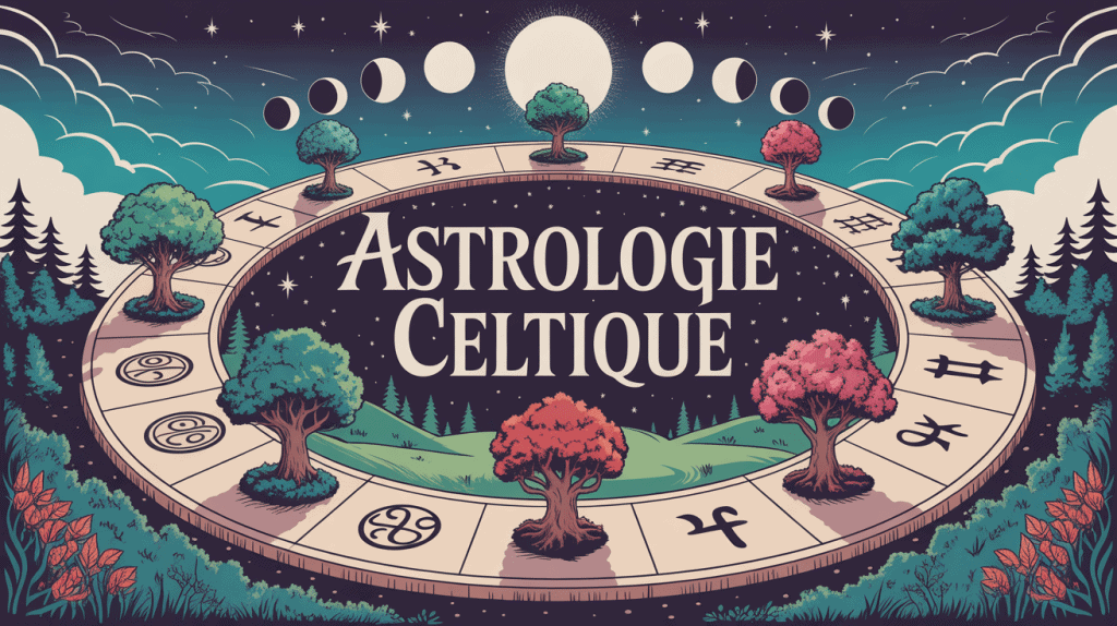 Illustration astrologie celtique cercle treize arbres calendrier lunaire