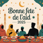 bonne fete de l aid 2025 illustration festive famille musulmane