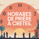 horaire priere creteil illustration mosquee ville coucher soleil