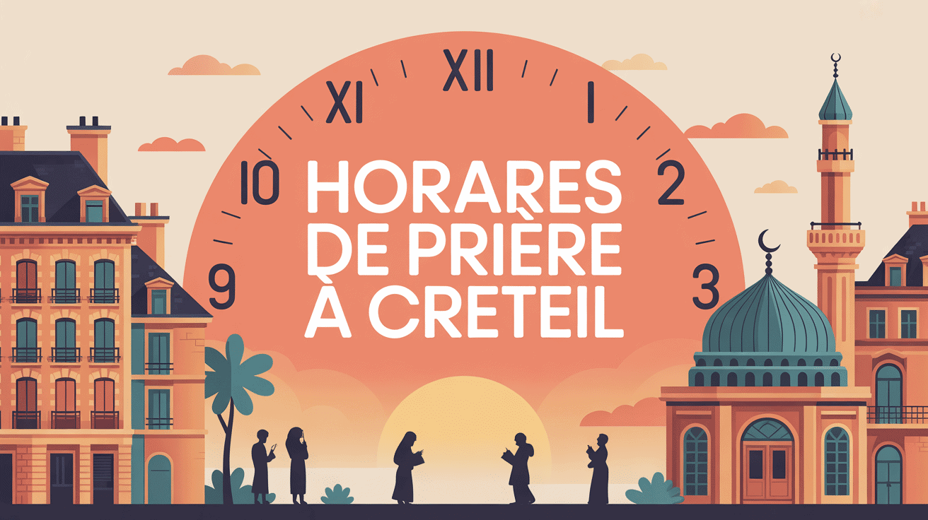 horaire priere creteil illustration mosquee ville coucher soleil