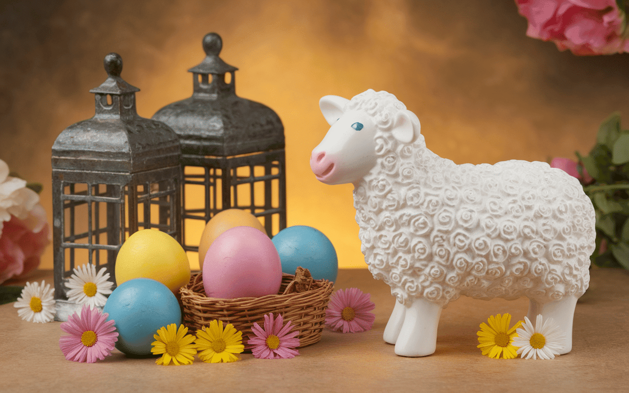 Symboles œufs agneau cierge paques chretienne 2025