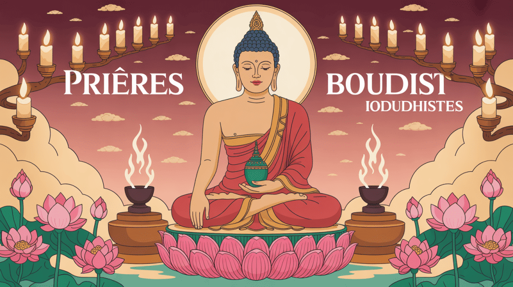 Prières bouddhistes Bouddha méditation lotus bougies