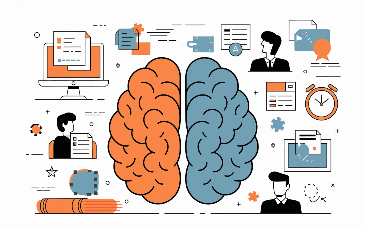 Rever de son ancien travail cerveau stylisé engrenages