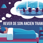 Rever de son ancien travail illustration lit et bureau