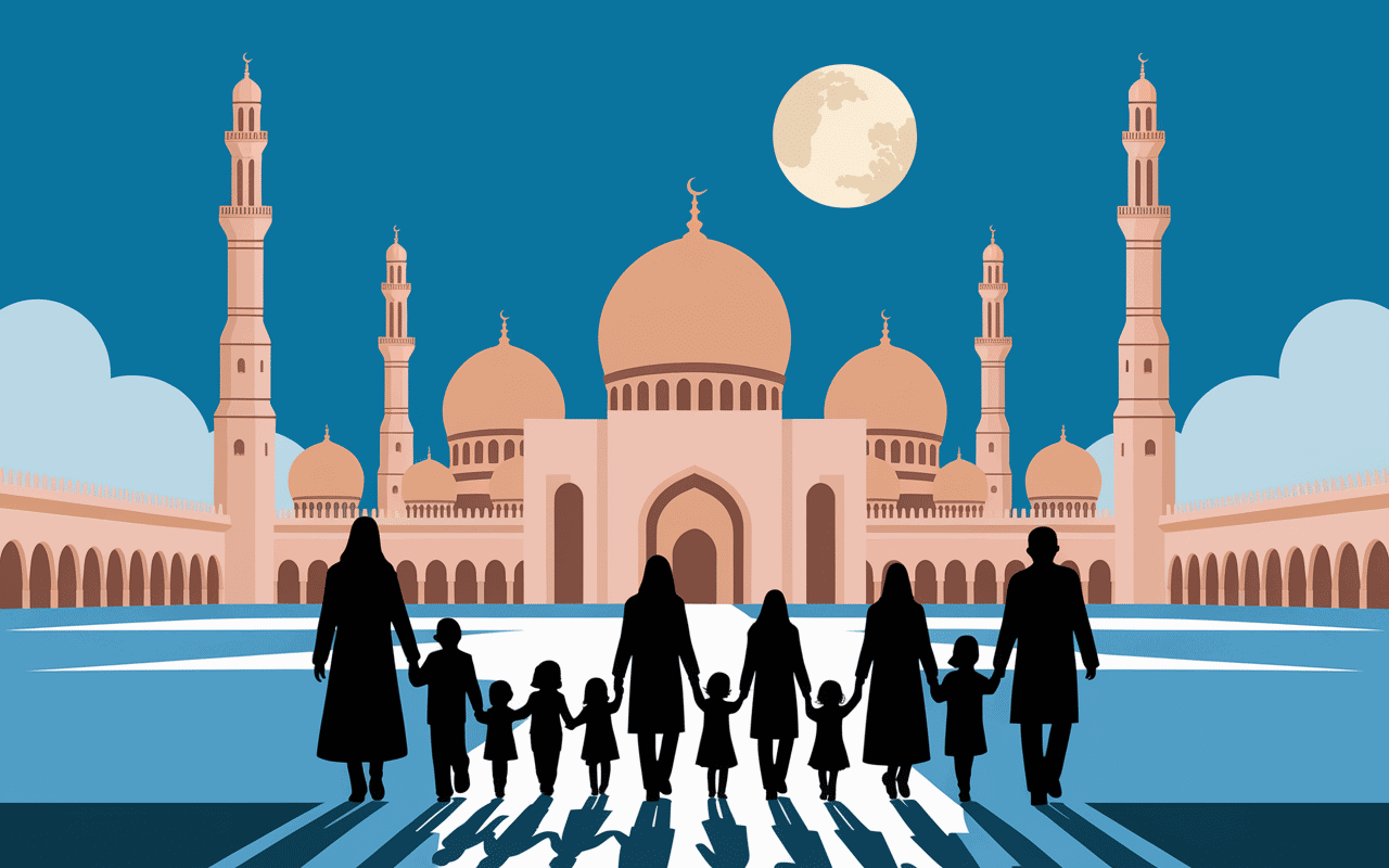 famille mosquée croissant lune tabaski 2024