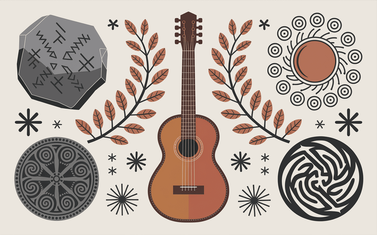 illustration yule 2024 runes houx soleil