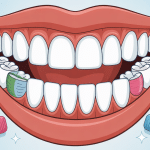 Illustration bouche avec brossettes interdentaires