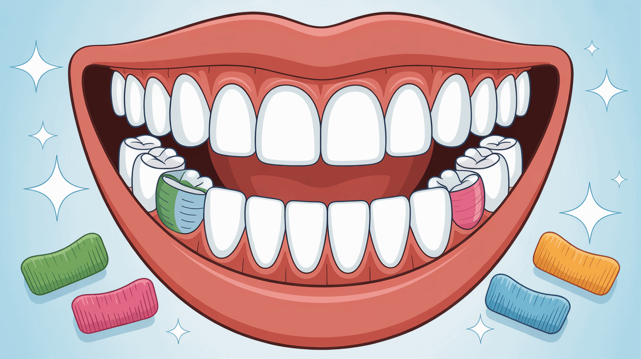 Illustration bouche avec brossettes interdentaires