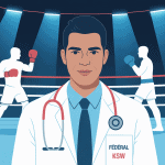 medecin federal ksw sur ring avec athletes