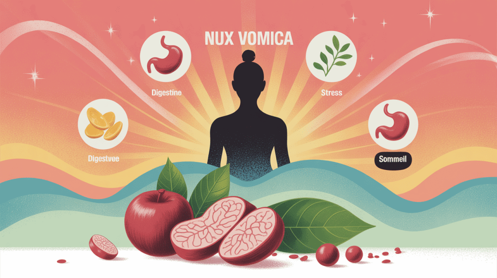 Nux vomica illustration homéopathie pour digestion, stress et sommeil