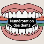 Schéma illustrant la bouche et les dents numérotées avec cadrans