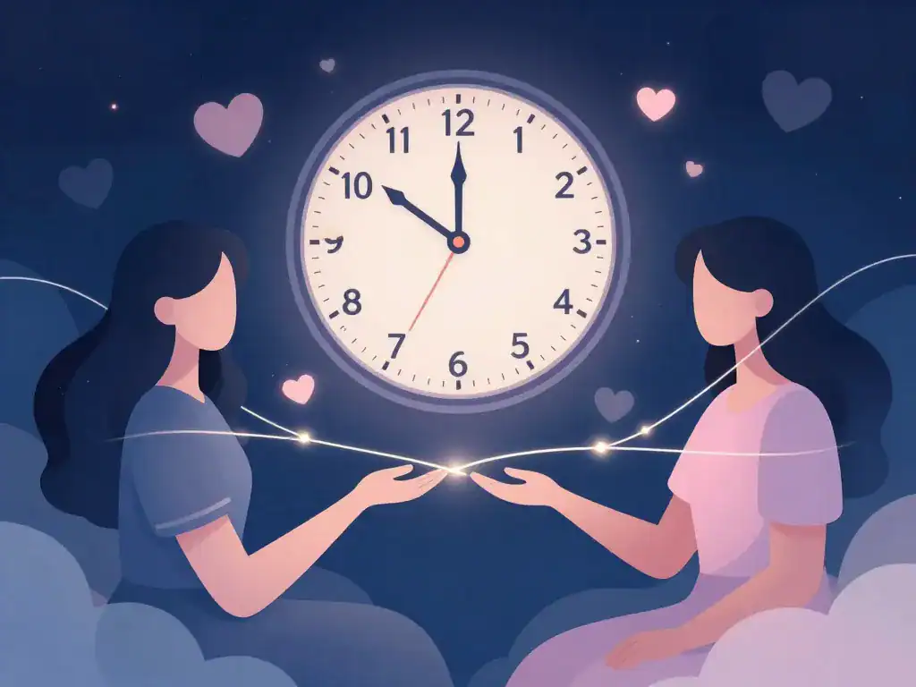 22:02 signification amour illustration miroir figures et fils lumineux