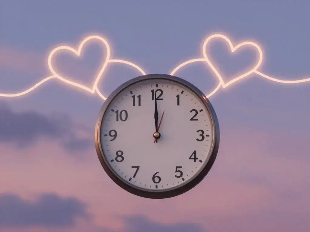23h22 signification amour illustration coeur horloge miroir
