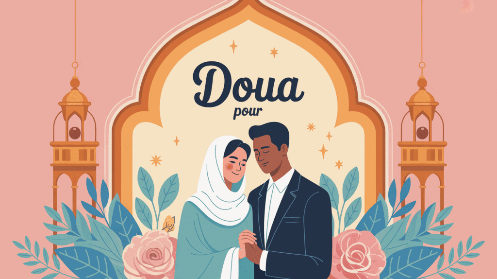 doua pour mariage couple islamique bénédiction illustration