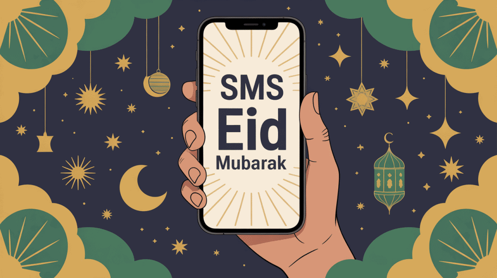 sms eid mubarak message lumineux smartphone