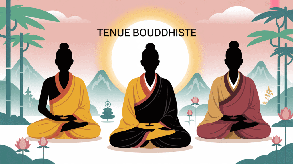 illustration vectorielle tenues bouddhistes traditions