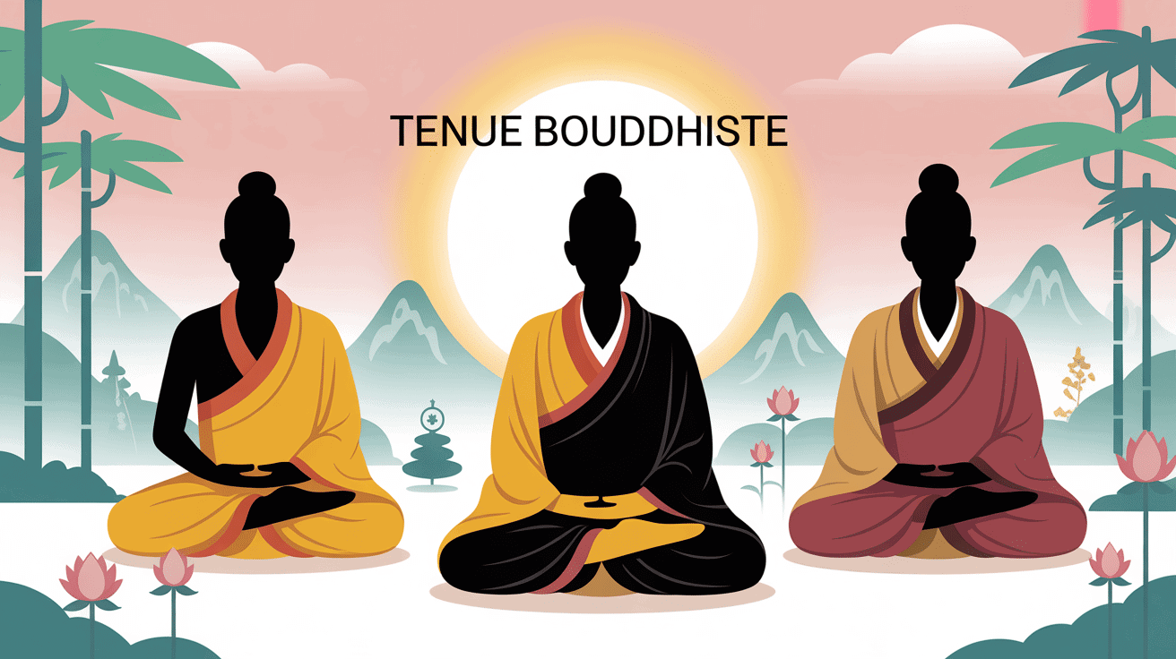 illustration vectorielle tenues bouddhistes traditions