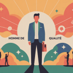 Illustration homme qualité entouré valeurs positives