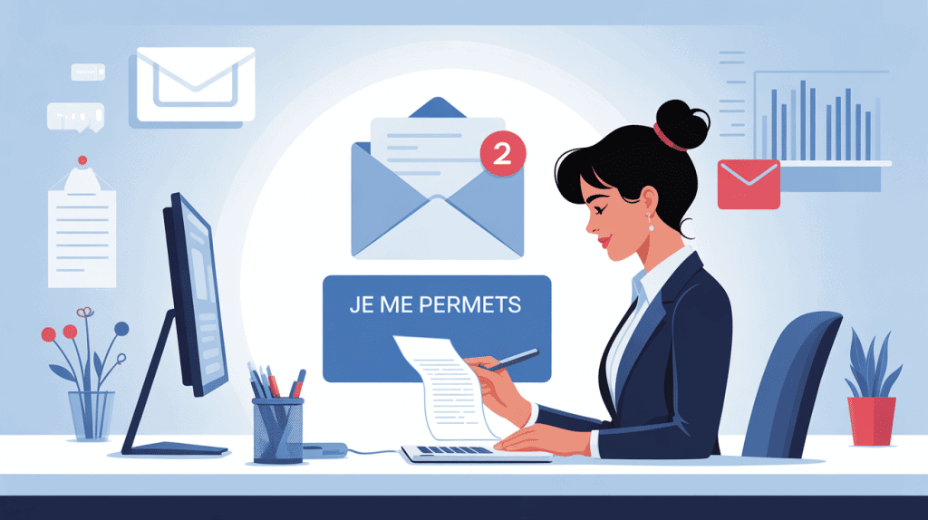 illustration je me permets politesse écrite professionnelle bureau