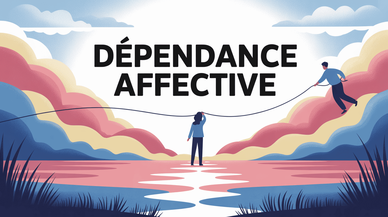 Illustration je ne dépends plus de toi, personne se libère d’un fil, dépendance affective