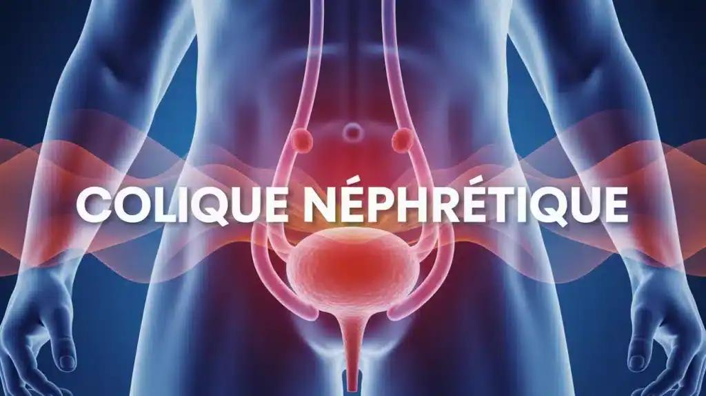 Illustration colique néphrétique avec rein et douleur