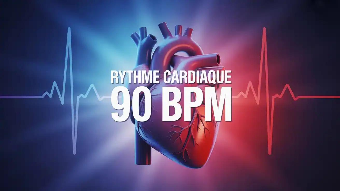 Illustration cœur stylisé rythme cardiaque de 90 bpm