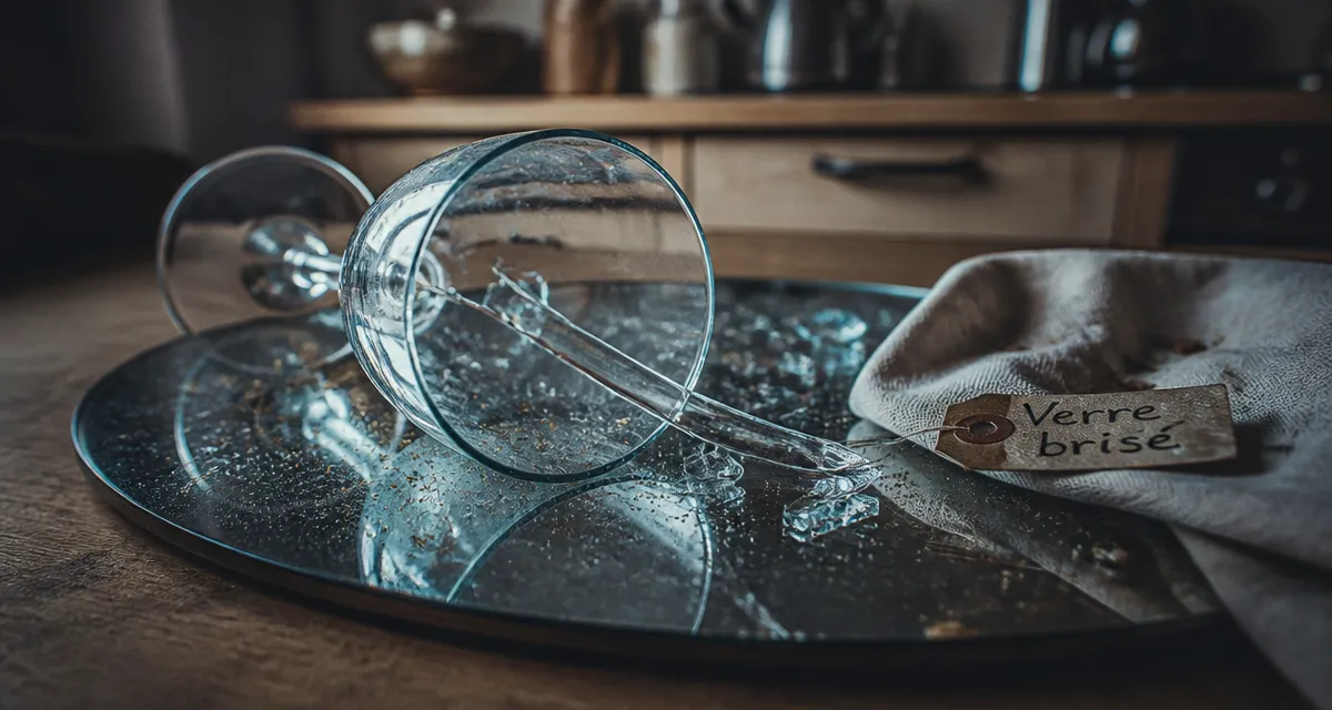 Casser du verre : miroir et verre brisé, fissure nette