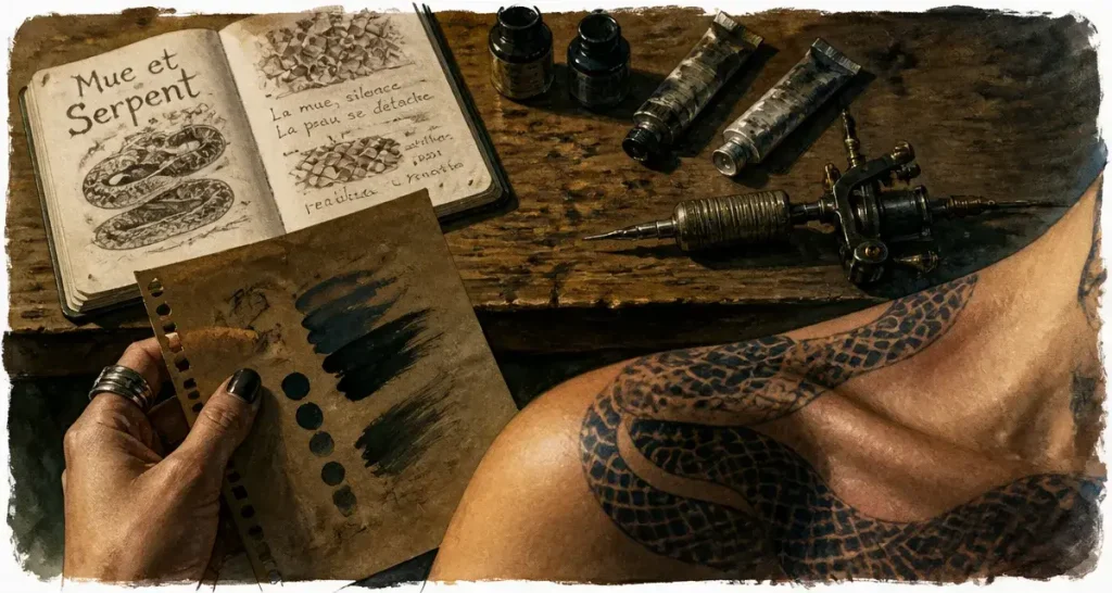 Tatouage serpent : entre renaissance, protection et dualité symbolique