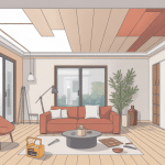 Coller des dalles au plafond rénovation illustration avant après