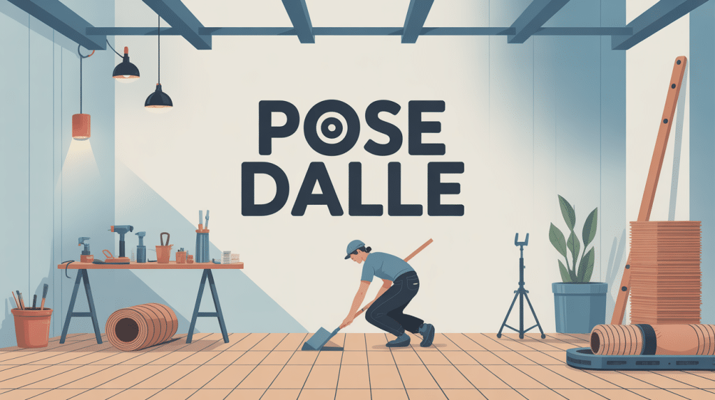 Illustration vectorielle dalle pose étapes principales