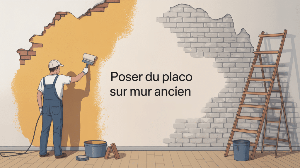 pose placo sur mur ancien transformation mur rénovation