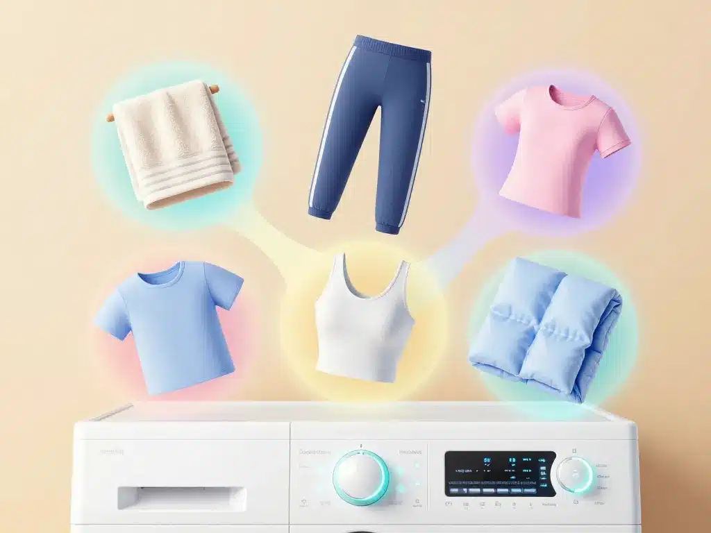 Illustration programmes seche linge différents textiles