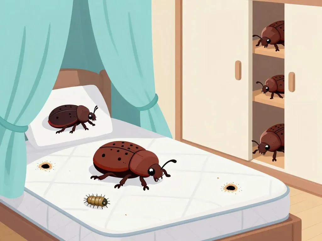 Signes infestation anthrene de lit sous lit et textiles