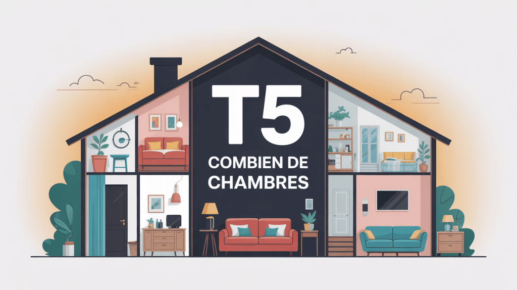 T5 combien de chambre, schéma global appartement cinq pièces