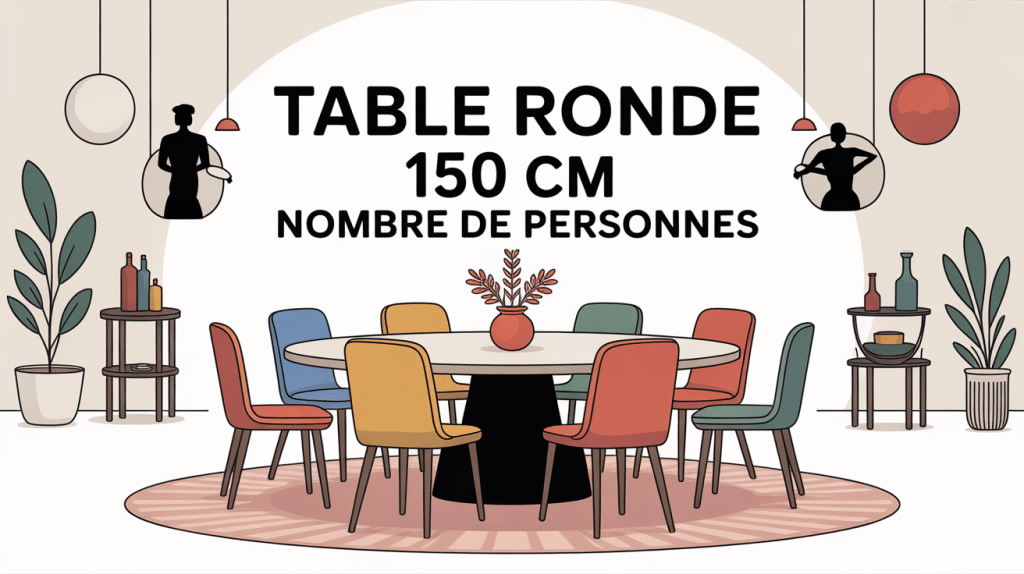 table ronde 150 cm combien de personnes, illustration conviviale autour de la table