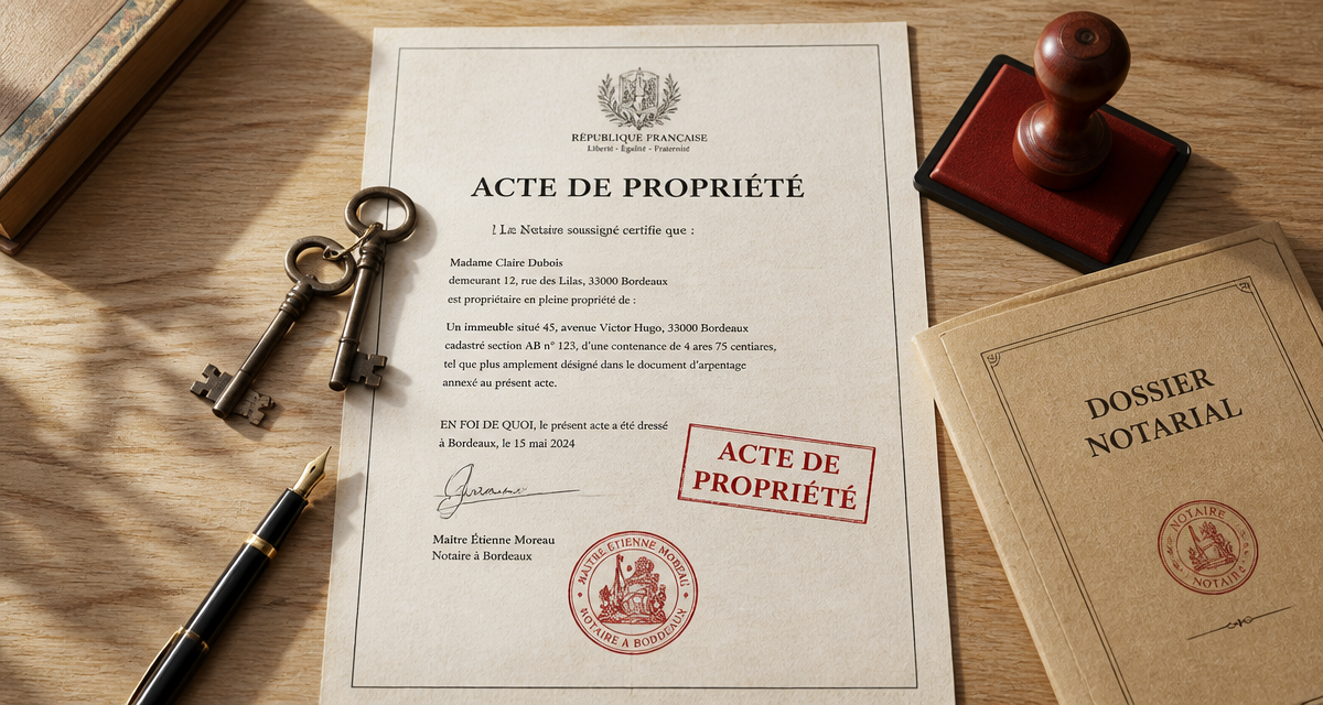 acte de propriété maison sur bureau notarial