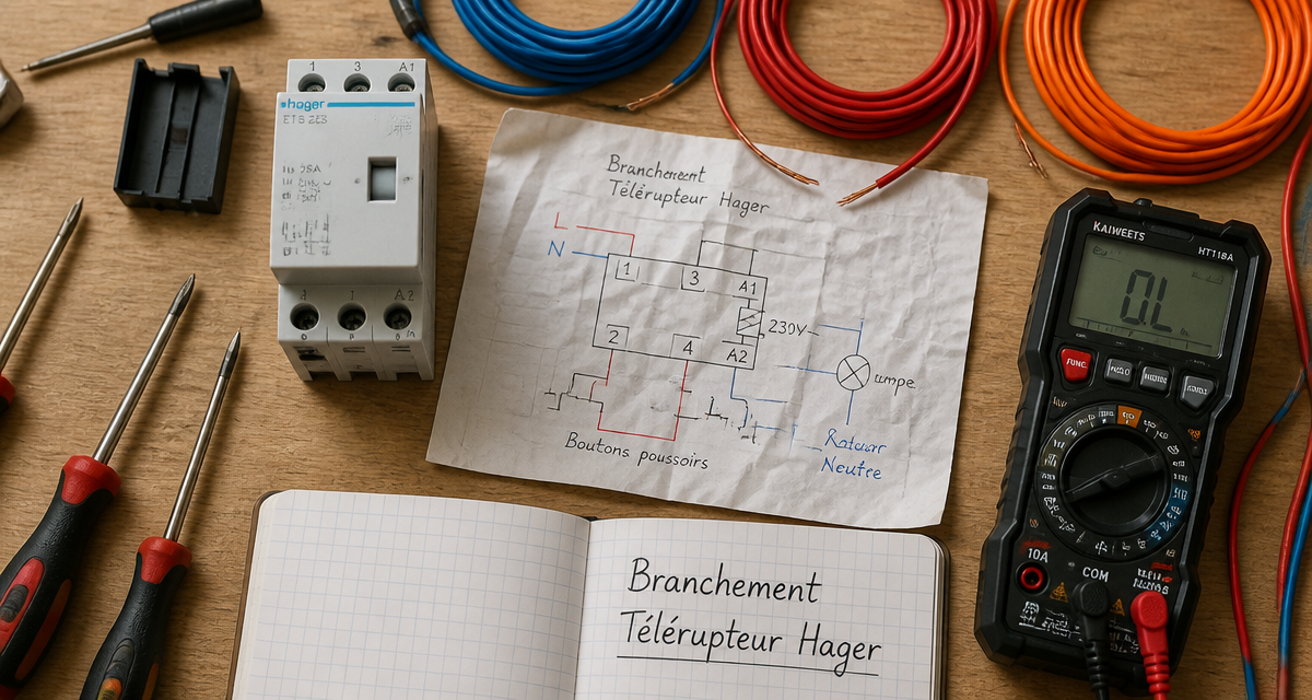 brancher telerupteur hager avec outils et schéma