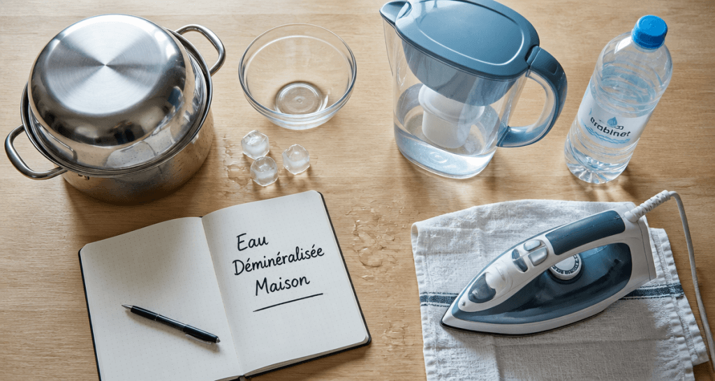 comment faire de l'eau déminéralisée pour fer à repasser, ustensiles et fer sur plan de travail