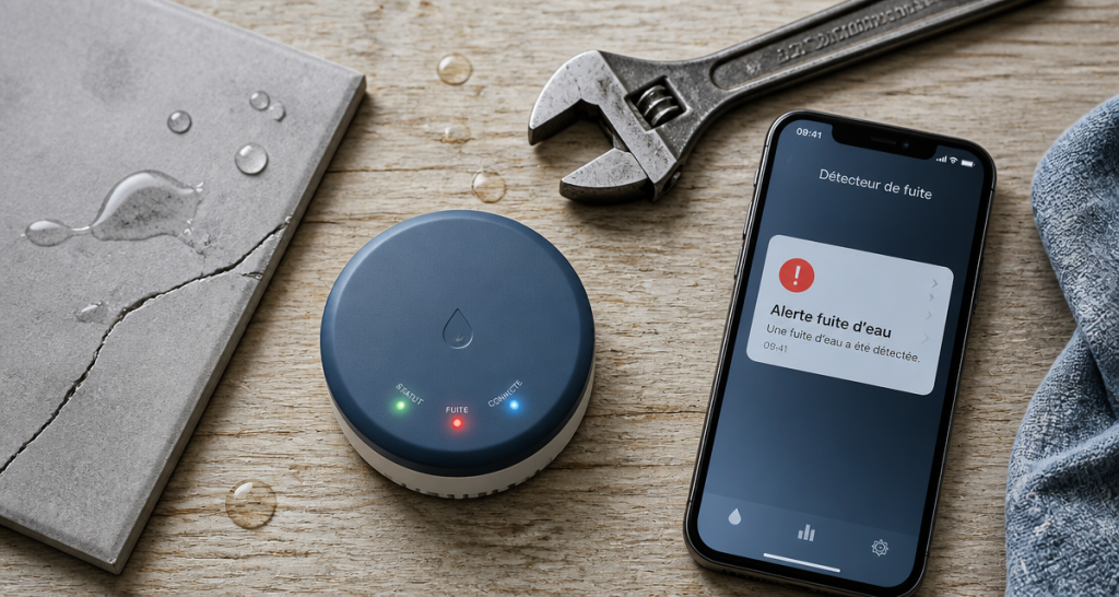 détecteur de fuites d eau connecté avec smartphone et outils