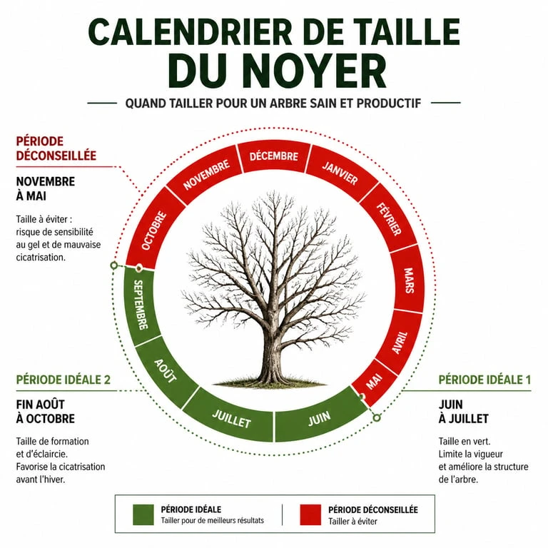 Calendrier de taille du noyer : périodes idéales et périodes à éviter