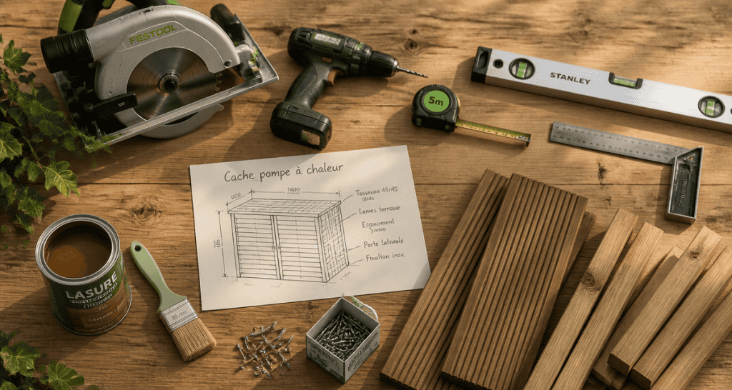 fabriquer un cache pompe à chaleur plan de travail