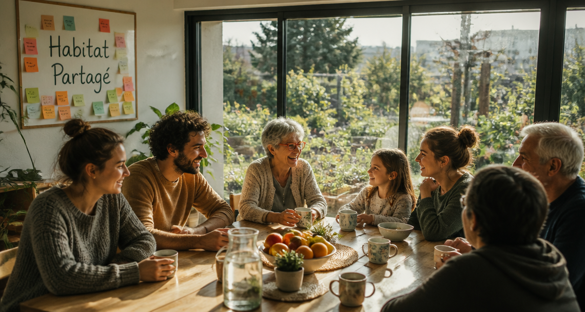 habitat partagé salon convivial avec jardin